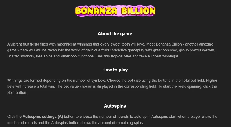 Capture d'écran de Bonanza Billion
