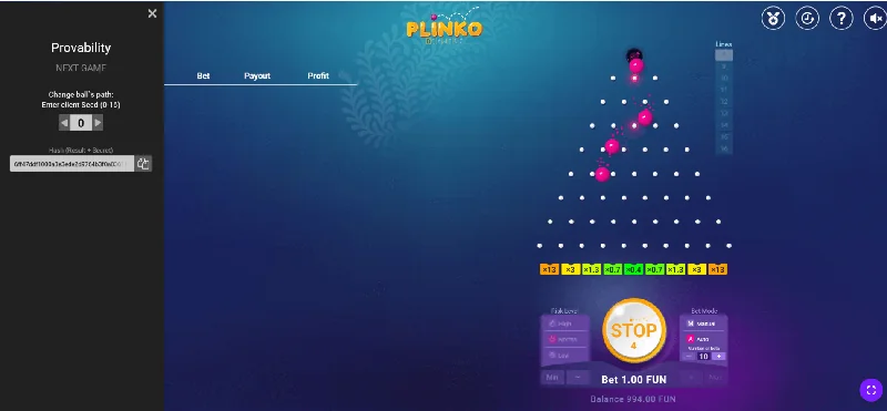 Capture d'écran de Plinko