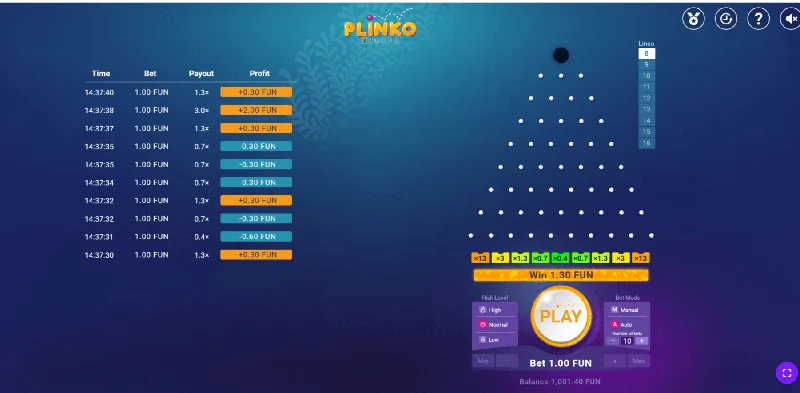 Capture d'écran de Plinko