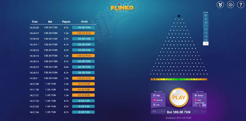 Capture d'écran de Plinko