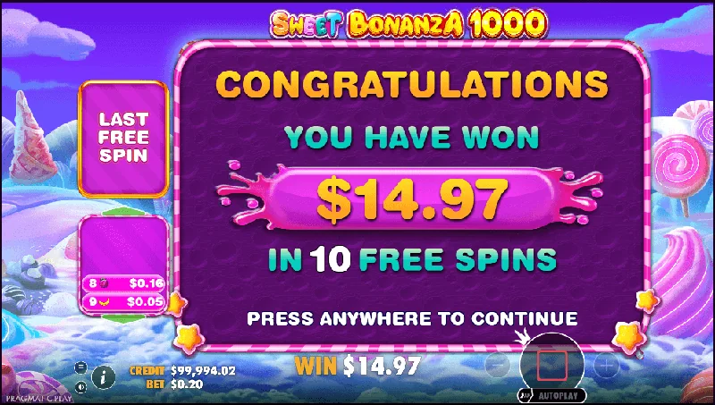 Capture d'écran de Sweet Bonanza 1000